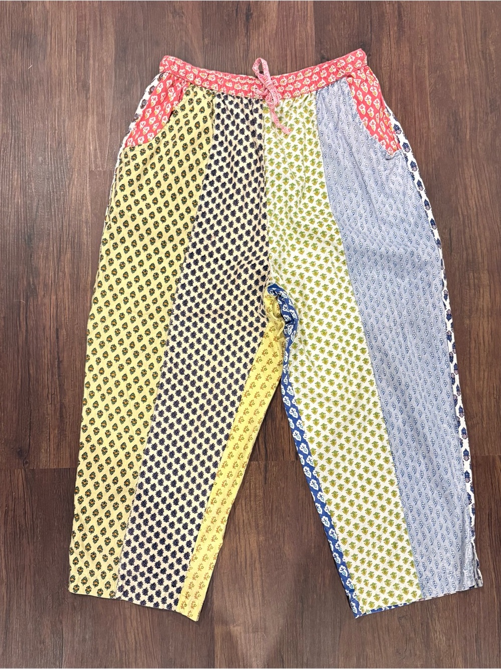 Cottagecore Patchwork Boho Pants Sacred Threads Sz M Lounge Festival Flowy